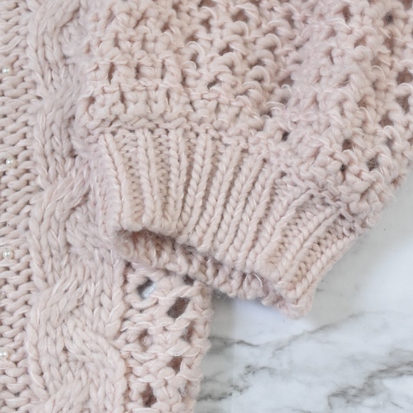 Marled by Reunited Chunky Knit Blush and Pearl Sweater - Picture 4 of 8